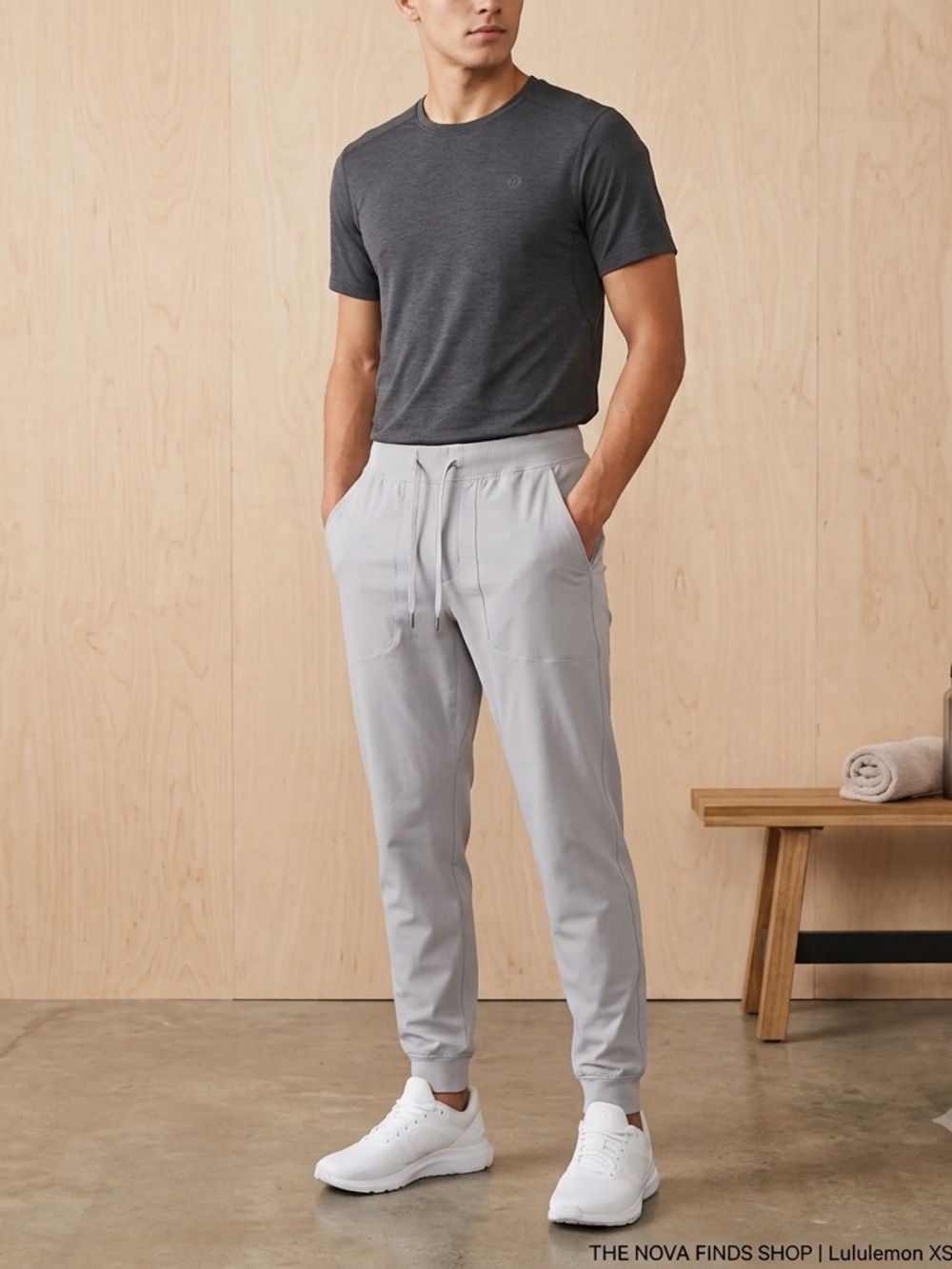 ⁠Lululemon Men's Grey Joggers Pants Drawstring Elastic Cuffs Activewear Size XS